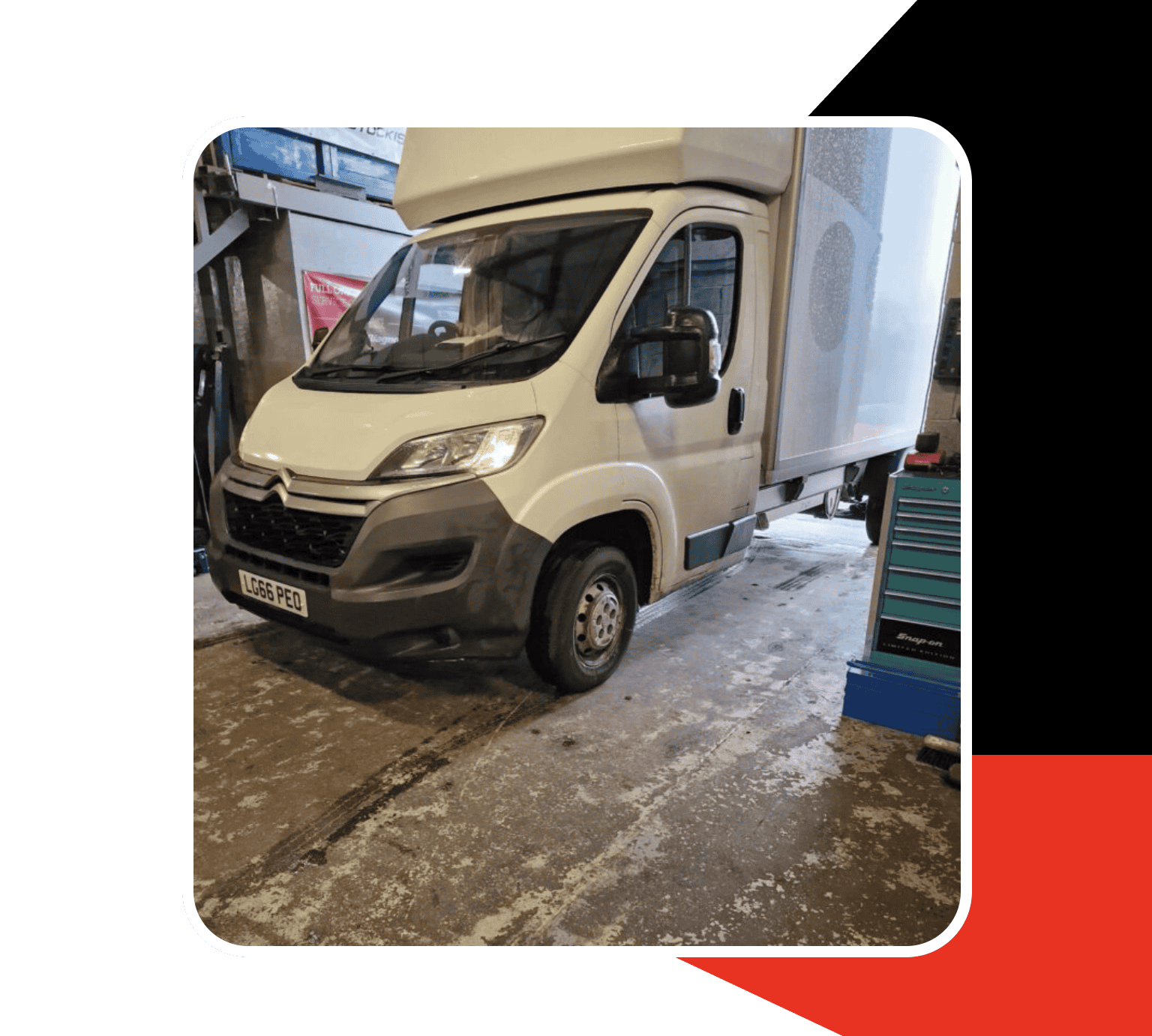 Used commercial vehicle with fresh tyres, professional tyre fitting service, Jacko Tyres, UK.